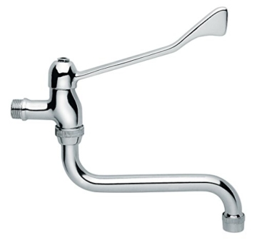 Hygiene Kaltwasser Wand-Armatur mit langem Hebel zur Ellbogen-Bedienung und schwenkbarem Auslauf