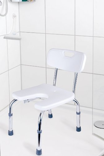 GAH-Alberts 140830 Duschstuhl – U-Form, höhenverstellbar, Kunststoff, weiß, 400 x 380 mm - 